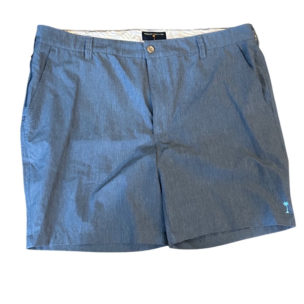 Margaritaville Mens 40 Blue Heathered Stretch Shorts Polyester Spandex Beach